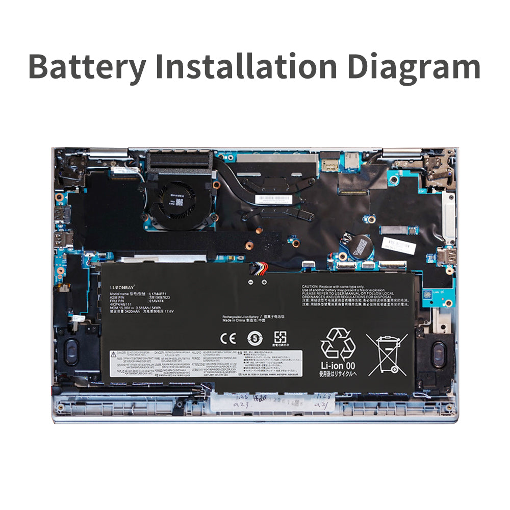 L17M4P71 Battery Installation Diagram for Lenovo ThinkPad X1 Yoga 3rd Gen - Internal Placement Guide