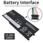 L17M4P71 battery interface connector close-up view, 15.36V 54Wh Li-ion, multi-pin plug detail shown
