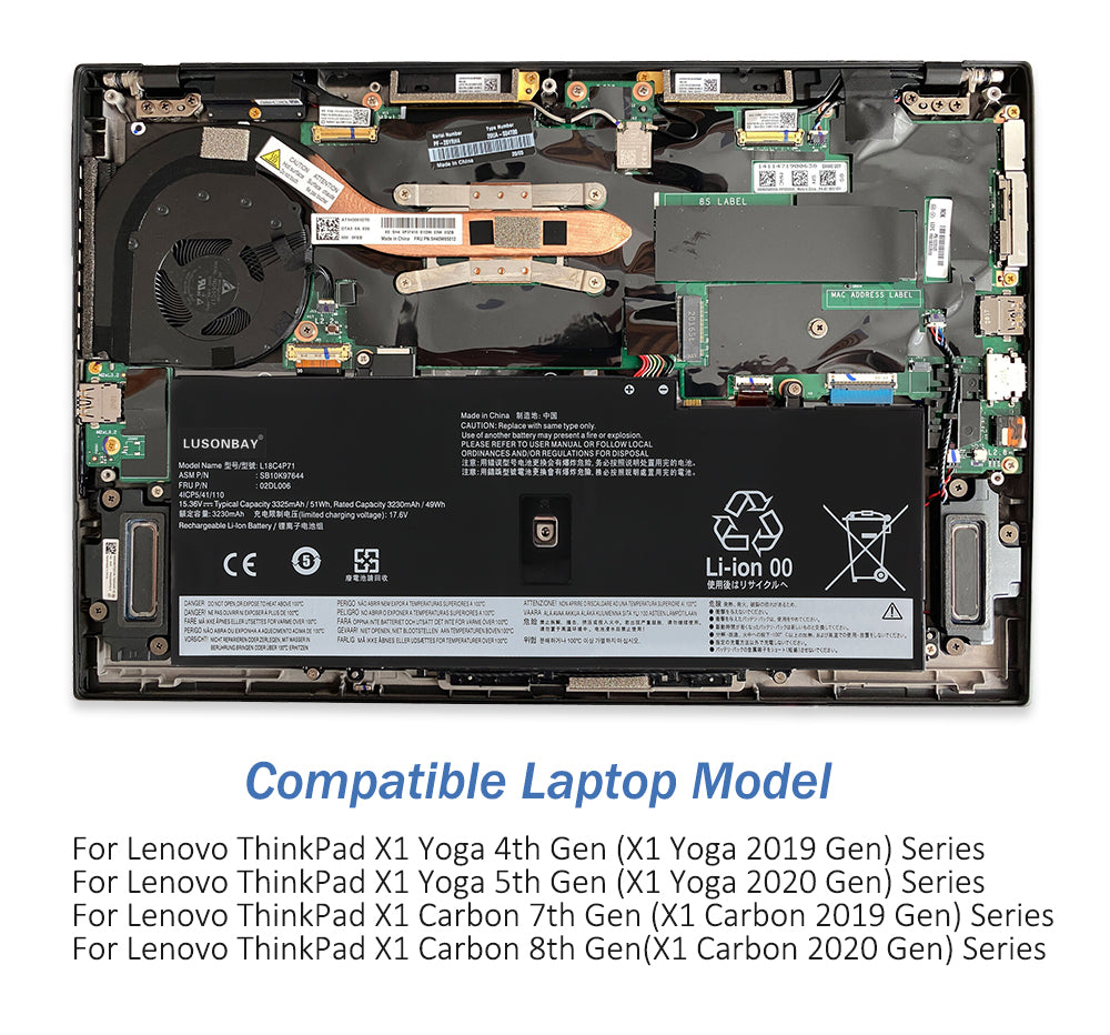 LUSONBAY L18C4P71 Battery For Lenovo ThinkPad X1 Carbon 7th 8th Gen Series - Compatible Laptop Model