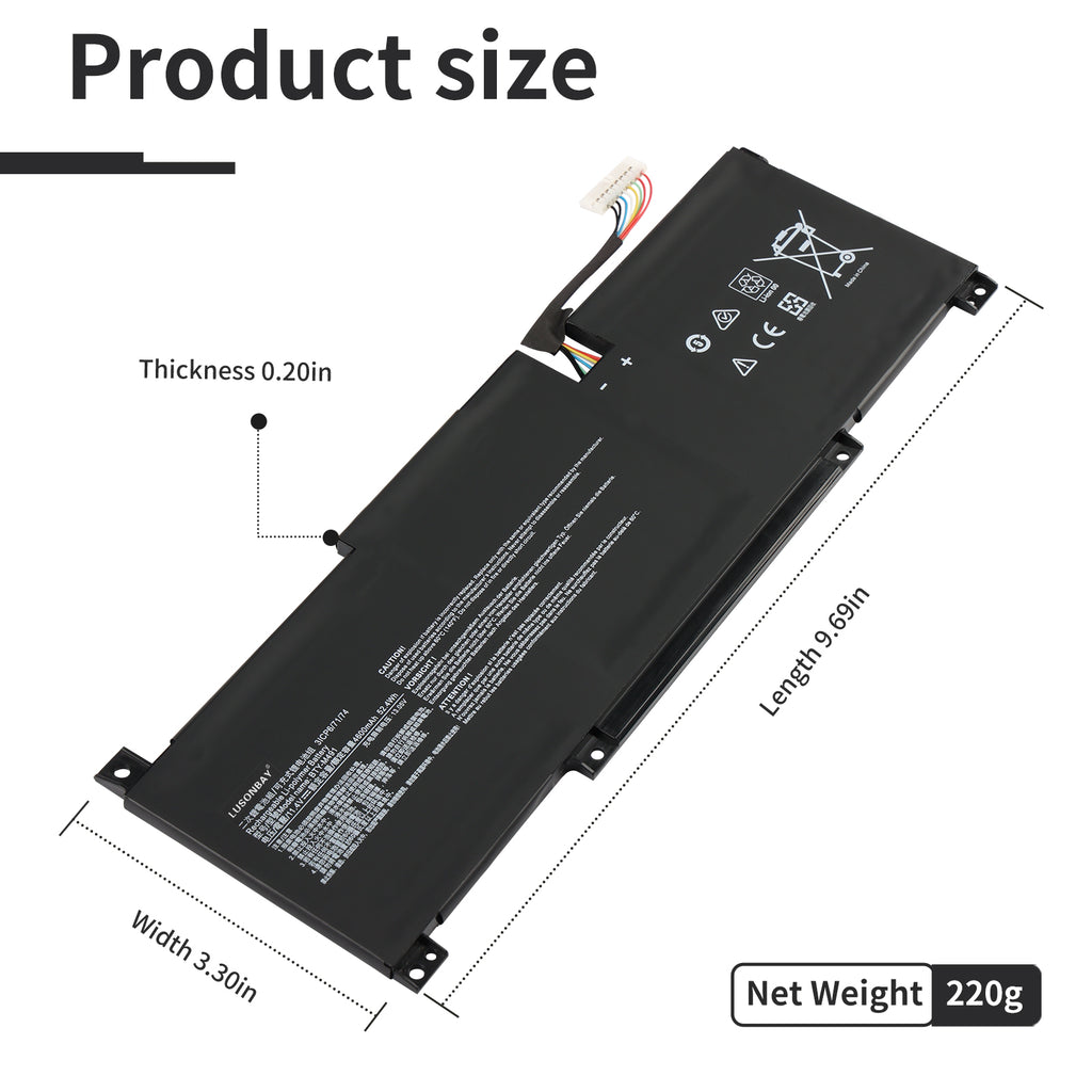 LUSONBAY BTY-M491 Laptop Battery For MSI Modern 15 A10RB A10RB-041TW A10RB-033CN A10RB-034CN - Product Size