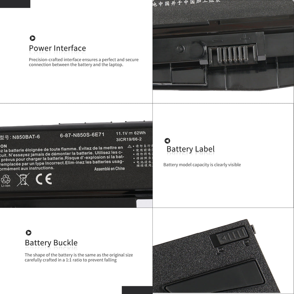 LUSONBAY N850BAT-6 Laptop Battery For Clevo N850 N850HC N850HJ N870HC N870HJ1 - Detail showcase