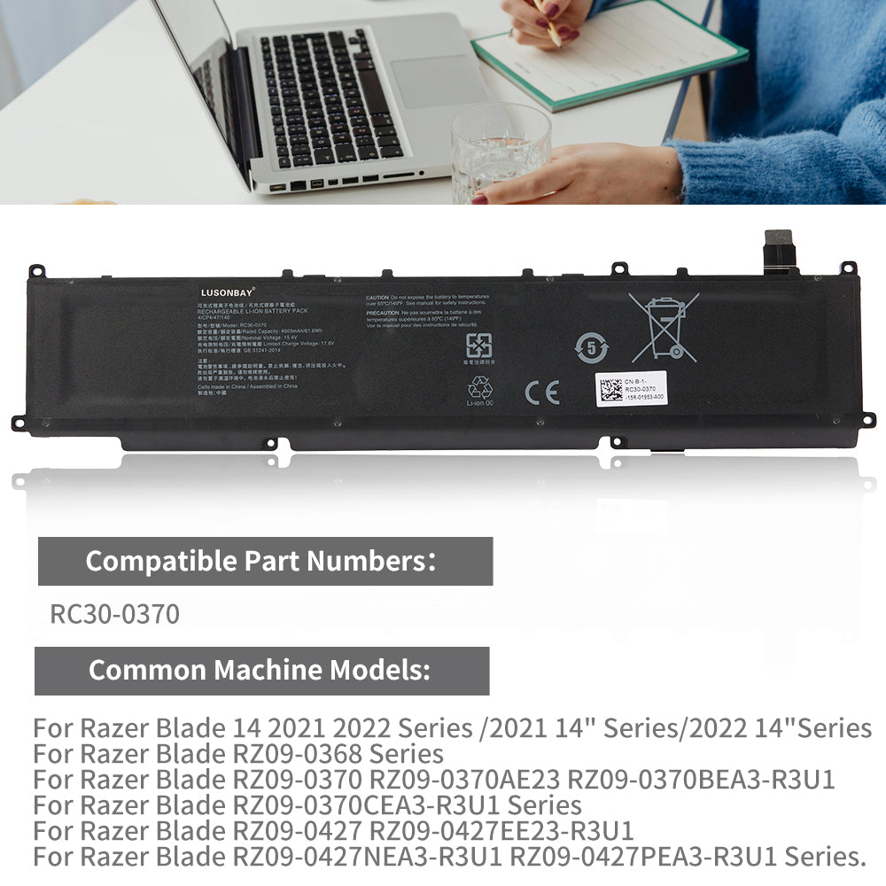 LUSONBAY RC30-0370 Battery For Razer Blade RZ09-0427 NEA3-R3U1 PEA3-R3U1 Series - Compatible Laptop Model