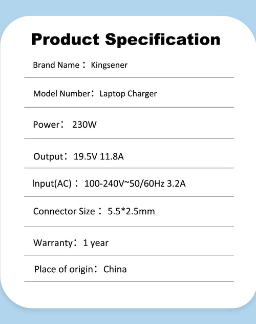 19.5V 11.8A 230W For ASUS aorus 15-XA 15-WA 15-W9 15-X9 15-SA 17-SA 17-WA AC Adapter