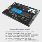 00HW003 Laptop Battery for Lenovo, 15.2V 50Wh, showing black unit with labels and two repair screwdrivers