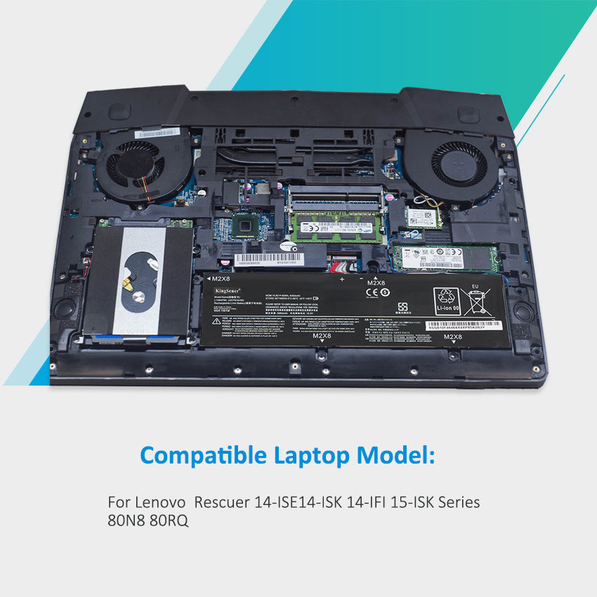 L14M4PB0 Replacement Laptop Battery for Lenovo, 4050mAh, rear view showing the smooth surface and structural design.
