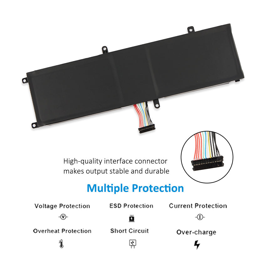 L14M4PB0 Replacement Laptop Battery for Lenovo, 4050mAh, angled view of the internal rechargeable battery unit.