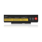 E555 laptop battery for Lenovo ThinkPad E550 E560, 10.8V 48Wh capacity, featuring a prominent red 76+ sticker and safety labels.