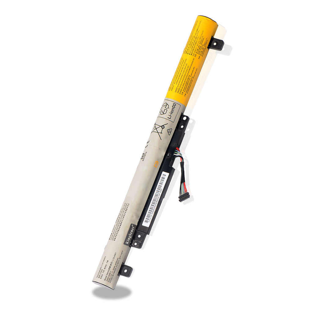 L13L4A61 laptop battery for Lenovo IdeaPad Flex 2 14 15, 7.2V 32Wh, long thin cylindrical design with yellow tape end.