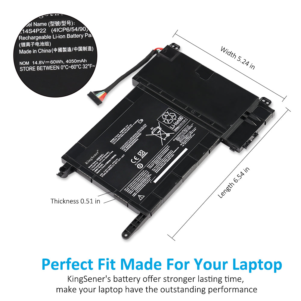 L14S4P22 Laptop Battery for Lenovo Y700, 14.8V 60Wh, showing the internal unit with screw tabs