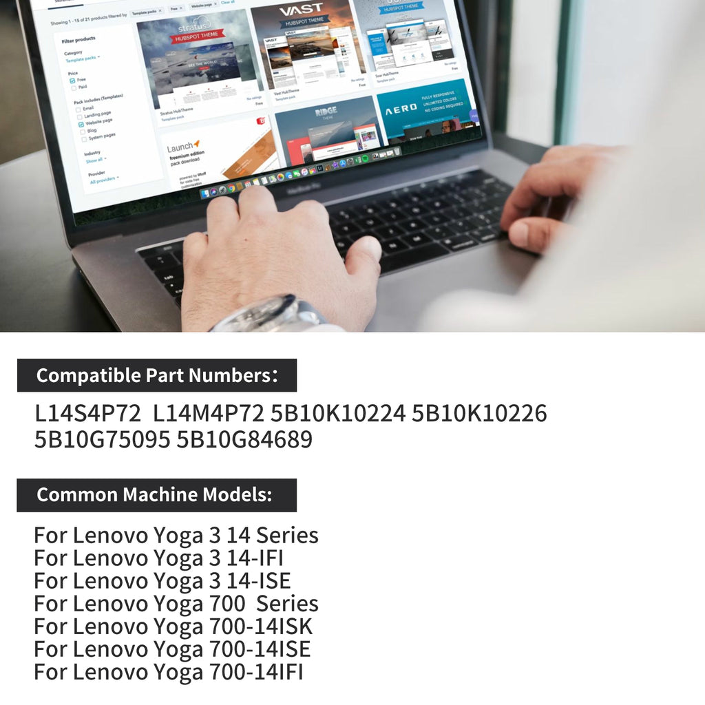 L14S4P72 battery compatible part numbers L14M4P72 5B10K10224 for Lenovo Yoga 3 14 and Yoga 700 series
