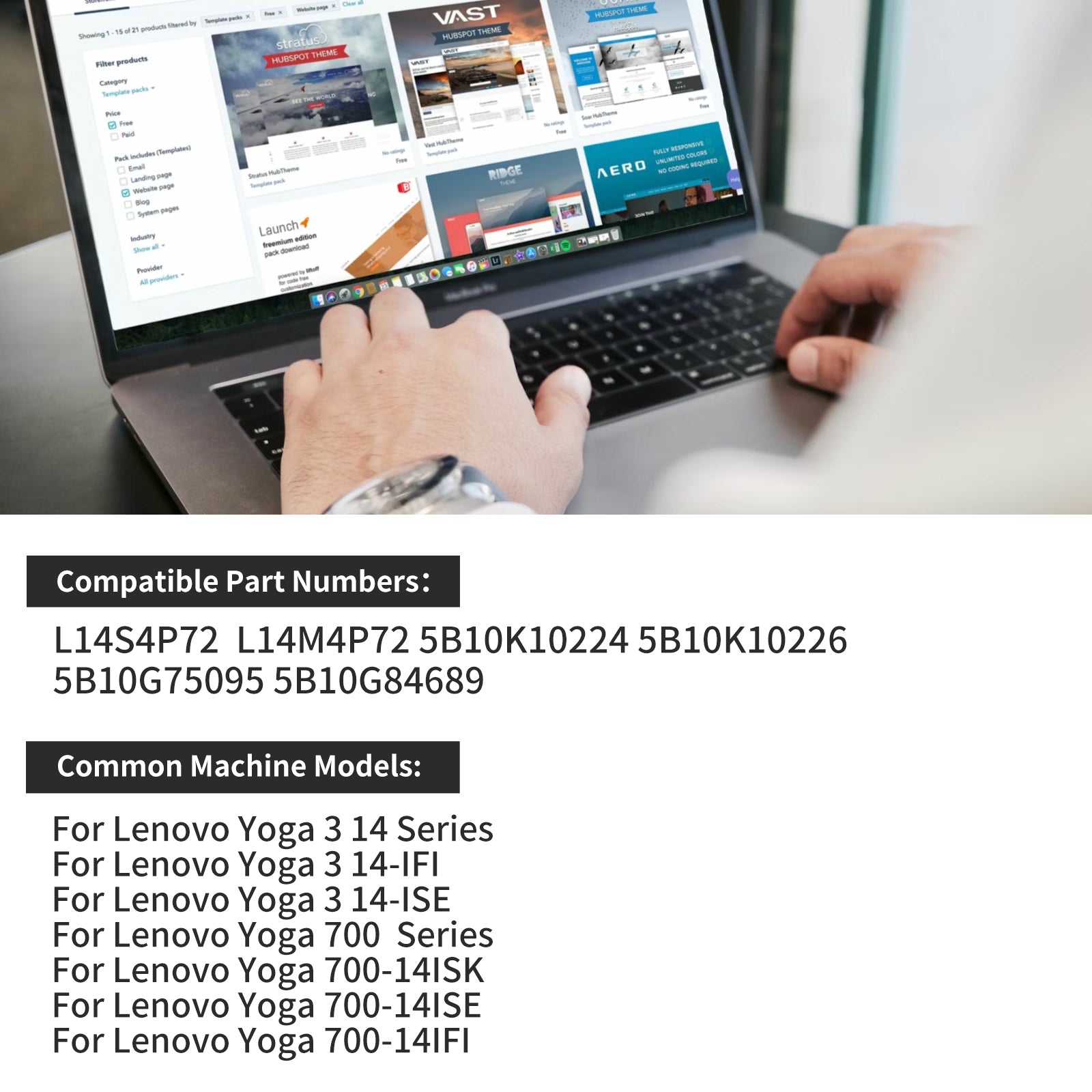 L14S4P72 battery compatible part numbers L14M4P72 5B10K10224 for Lenovo Yoga 3 14 and Yoga 700 series
