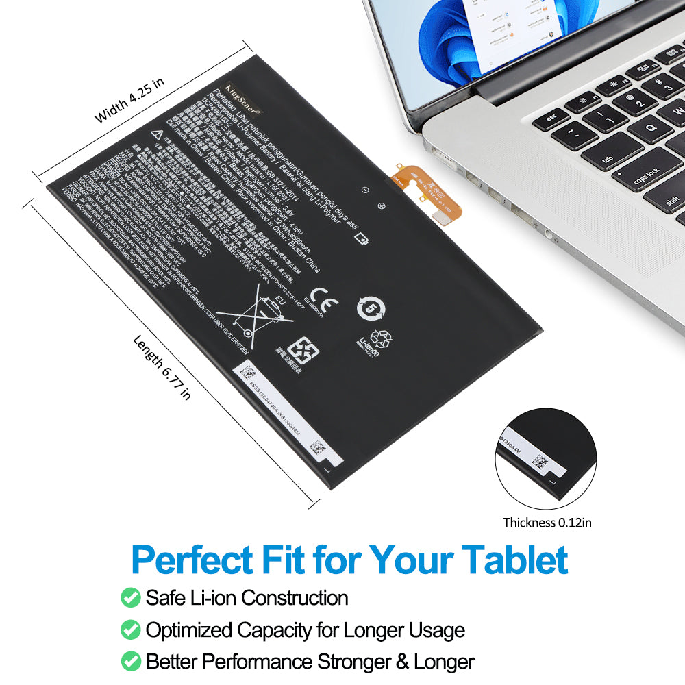 L15C2P31 replacement tablet battery 3.8V 32.3Wh 8500mAh, dimensions 6.77x4.25x0.12in, safe Li-Polymer for Yoga