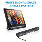 L15D2K31 Tablet Battery for Lenovo Yoga, 3.75V 6200mAh, showing cylindrical unit and repair tools