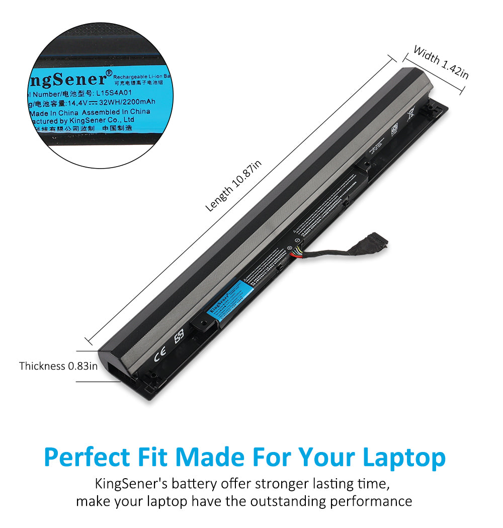 L15L4A01 Laptop Battery for Lenovo IdeaPad, 32Wh, showing internal unit and connector cable