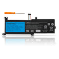 L16M2PB1 Replacement Laptop Battery for Lenovo Ideapad, 7.6V 30Wh, Long thin black battery with orange screwdriver.