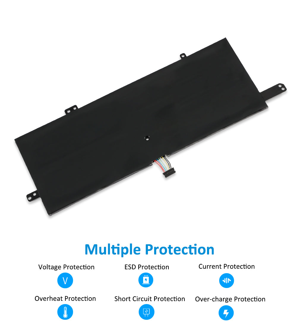 L16C4PB3 rechargeable Li-ion battery for Lenovo IdeaPad, 48WH capacity, front view showing mounting brackets and safety caution text.