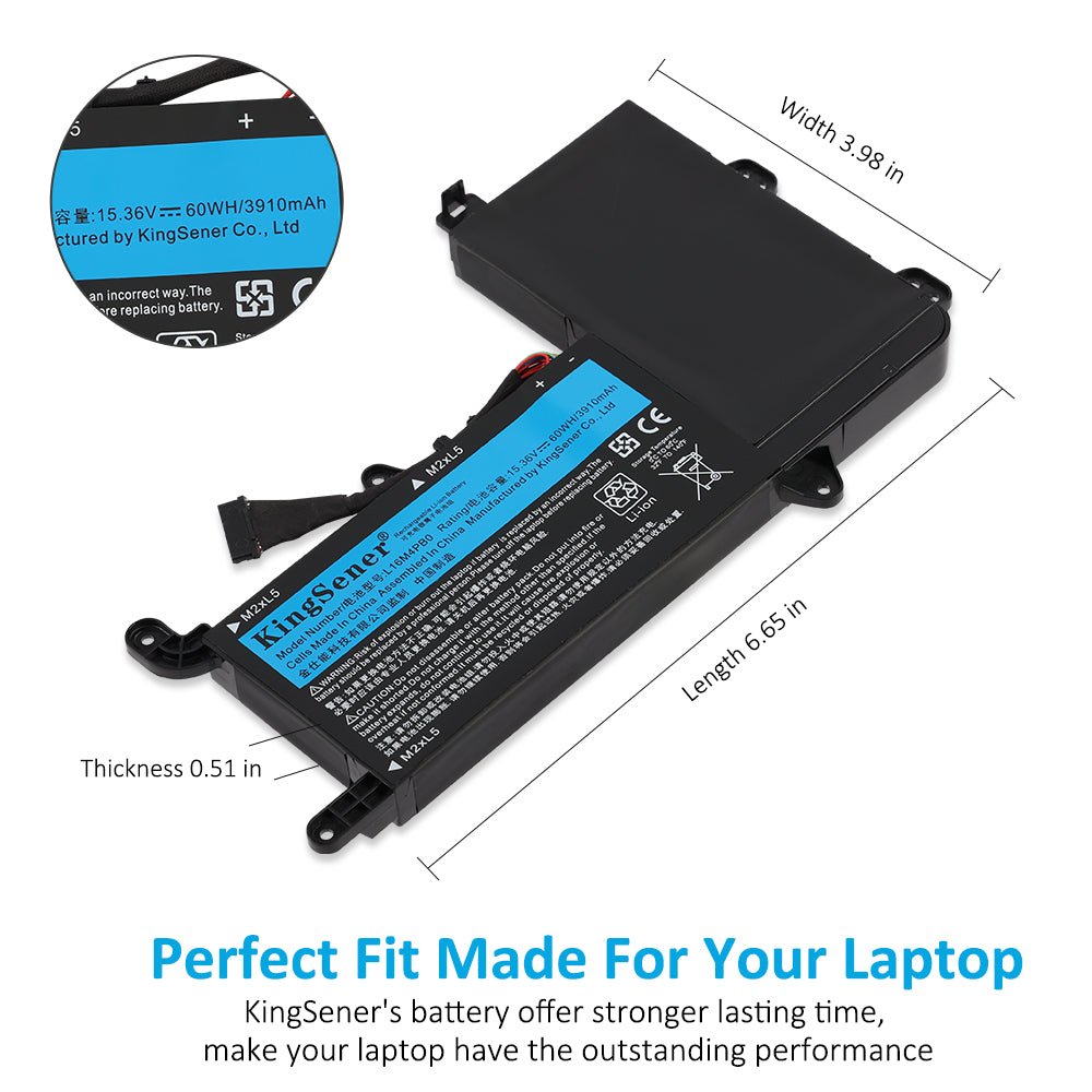 L16S4TB0 Replacement Laptop Battery for Lenovo, , angled view of the internal rechargeable battery unit.