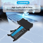 L16S4TB0 Replacement Laptop Battery for Lenovo, , perspective view of the battery casing and mounting tabs.