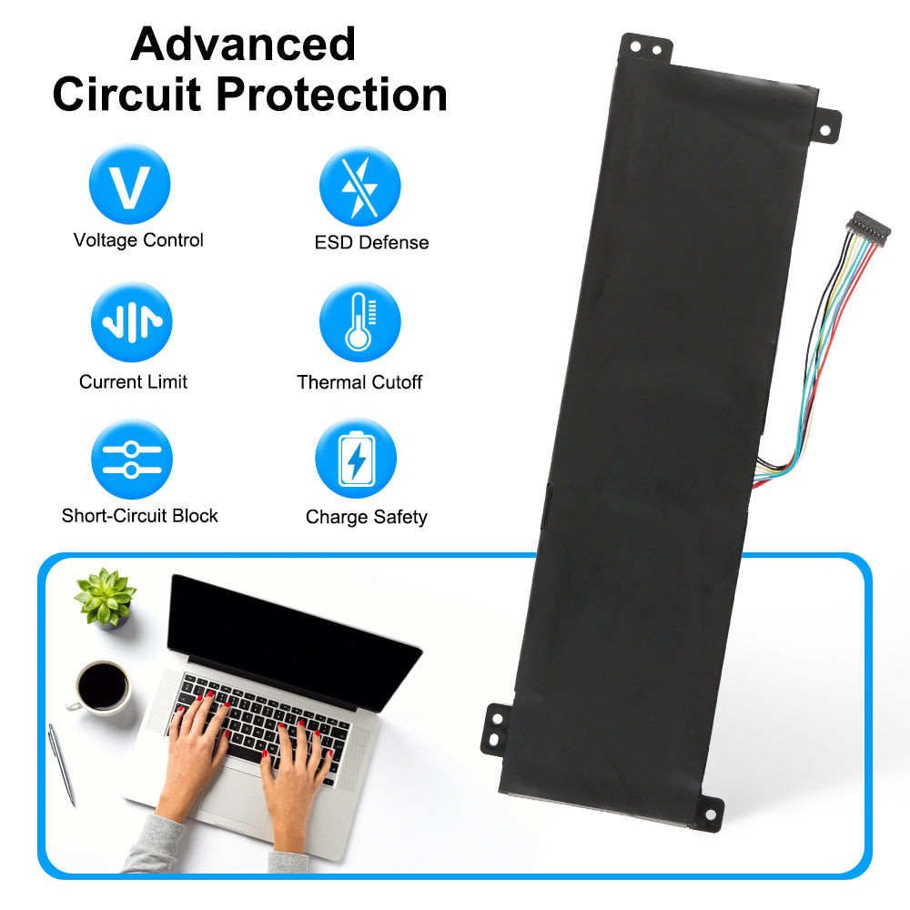 Lenovo L17C2PB3 replacement Li-ion laptop battery 7.6V 30Wh with voltage control thermal cutoff protection