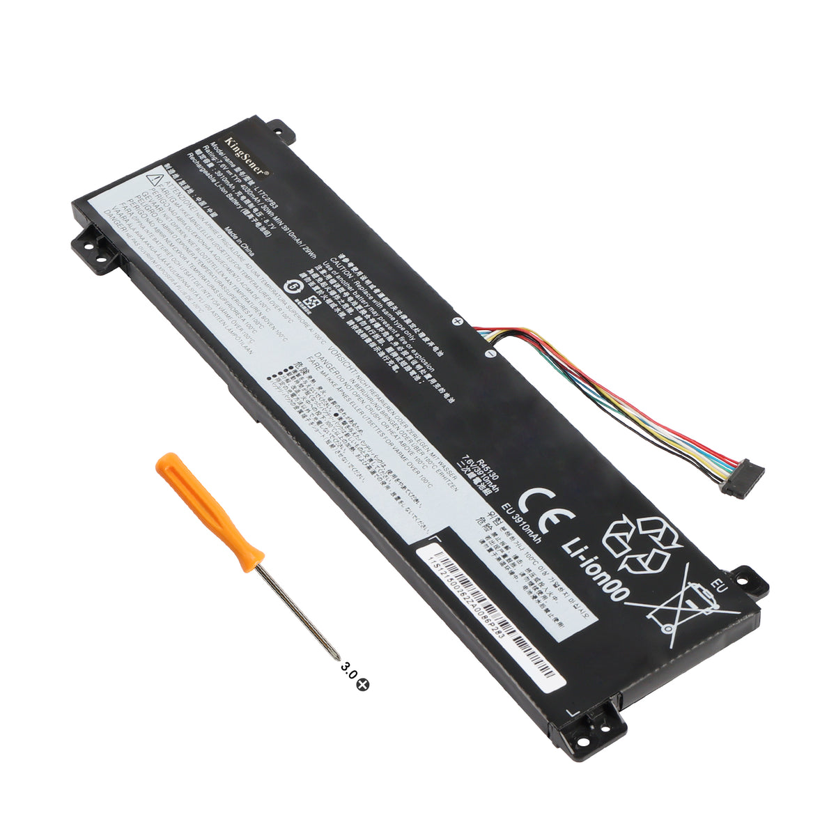 Lenovo L17C2PB3 replacement Li-ion laptop battery 7.6V 30Wh 4030mAh PH3 screwdriver for installation