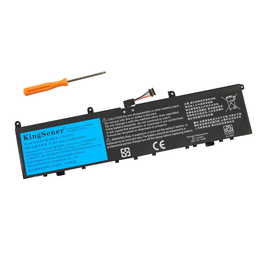 L17C4P72 Replacement Battery For Lenovo ThinkPad X1 - Front View on White