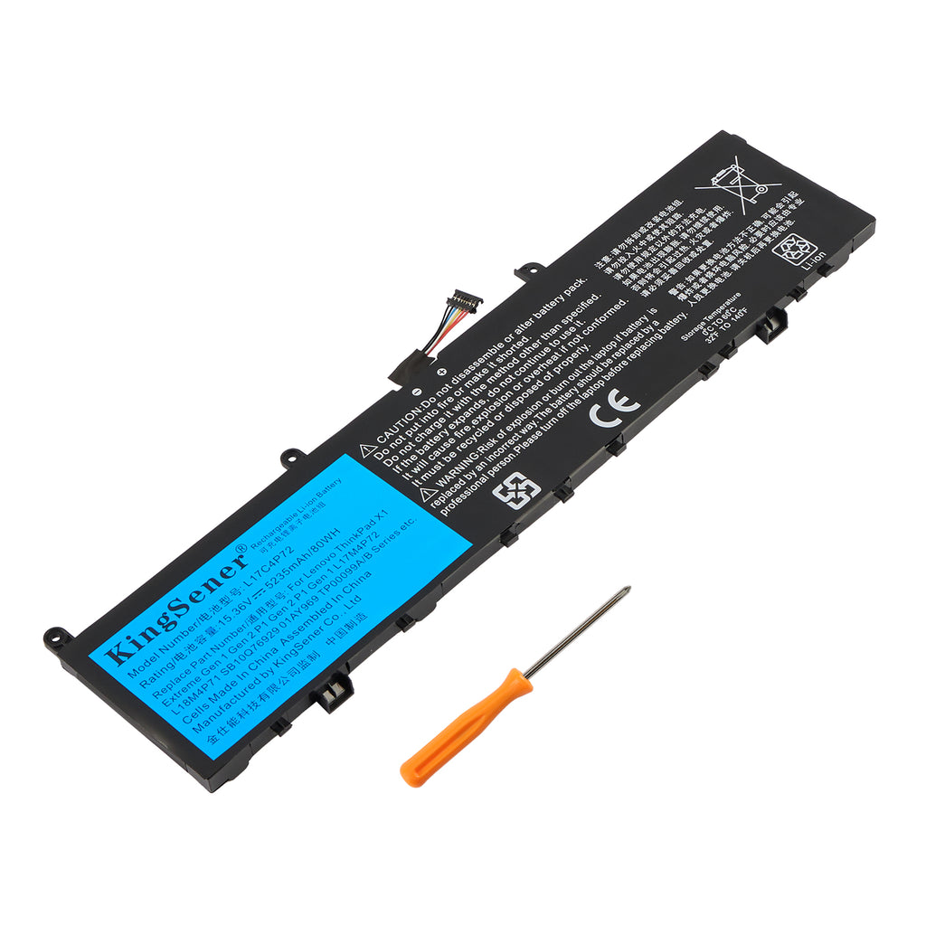 L17C4P72 Replacement Battery For Lenovo ThinkPad X1 - Front View on White