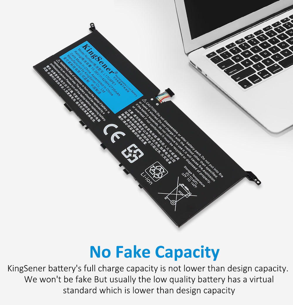 L17M4PE1 Replacement Laptop Battery for Lenovo, , side profile highlighting the slim form factor.