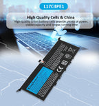 L17M4PE1 Replacement Laptop Battery for Lenovo, , perspective view of the battery casing and mounting tabs.