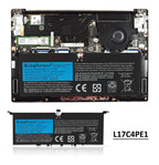 L17M4PE1 Replacement Laptop Battery for Lenovo, , rear view showing the smooth surface and structural design.