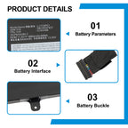 L17C6P51 Replacement Laptop Battery for Lenovo, , top view of the battery showing screw holes and safety labels.