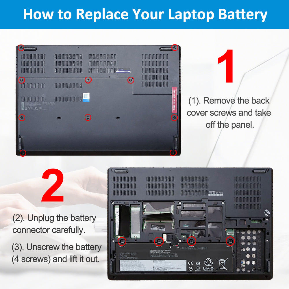 L17C6P51 Replacement Laptop Battery for Lenovo, , rear view showing the smooth surface and structural design.