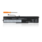 L17M3PB1 Replacement Laptop Battery for Lenovo, 11.34V 45Wh, Long black rectangle with connector and screwdriver.