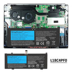 L18C4PF0 Laptop Battery for Lenovo, 15.36V 45Wh, showing flat black casing with screw-hole tabs and connector