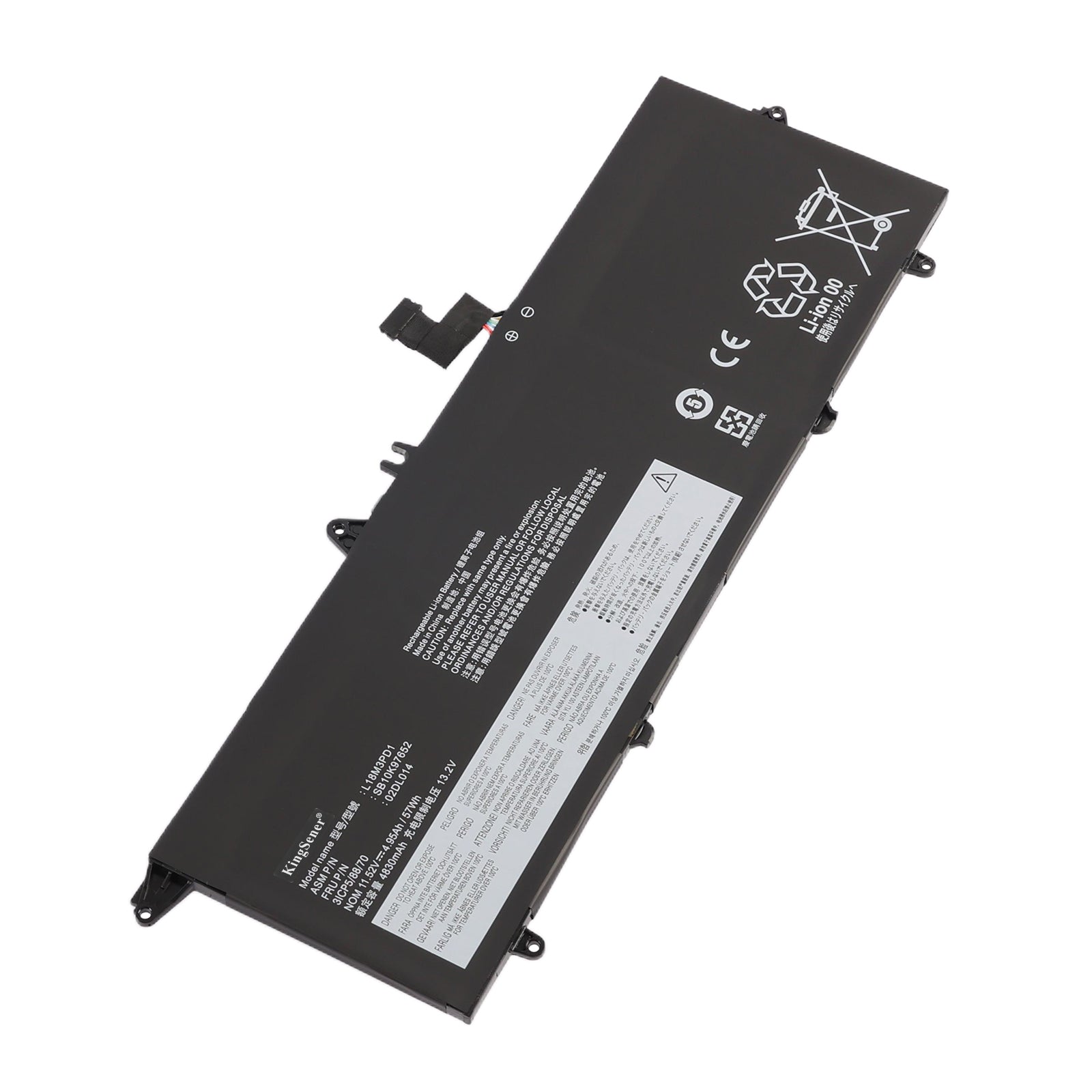 L18M3PD1 Replacement Battery For Lenovo ThinkPad T14s - Front View on White