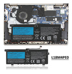 L18M4PE0 Laptop Battery for Lenovo Yoga, 7.72V 51Wh, showing slim internal unit and connector cable