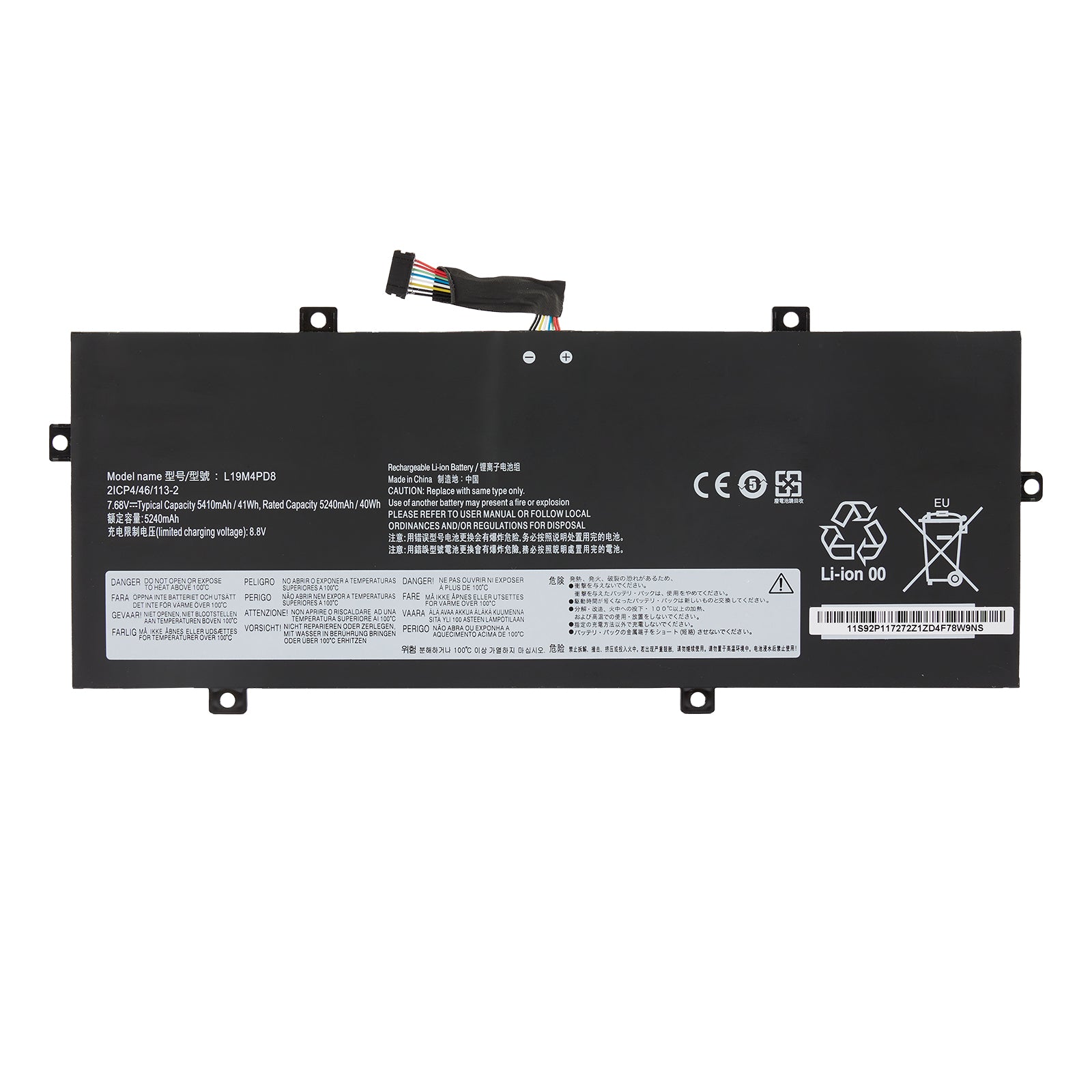 L19M4PD8 Laptop Battery For Lenovo Yoga Duet 7-13IML05 - Front View on White
