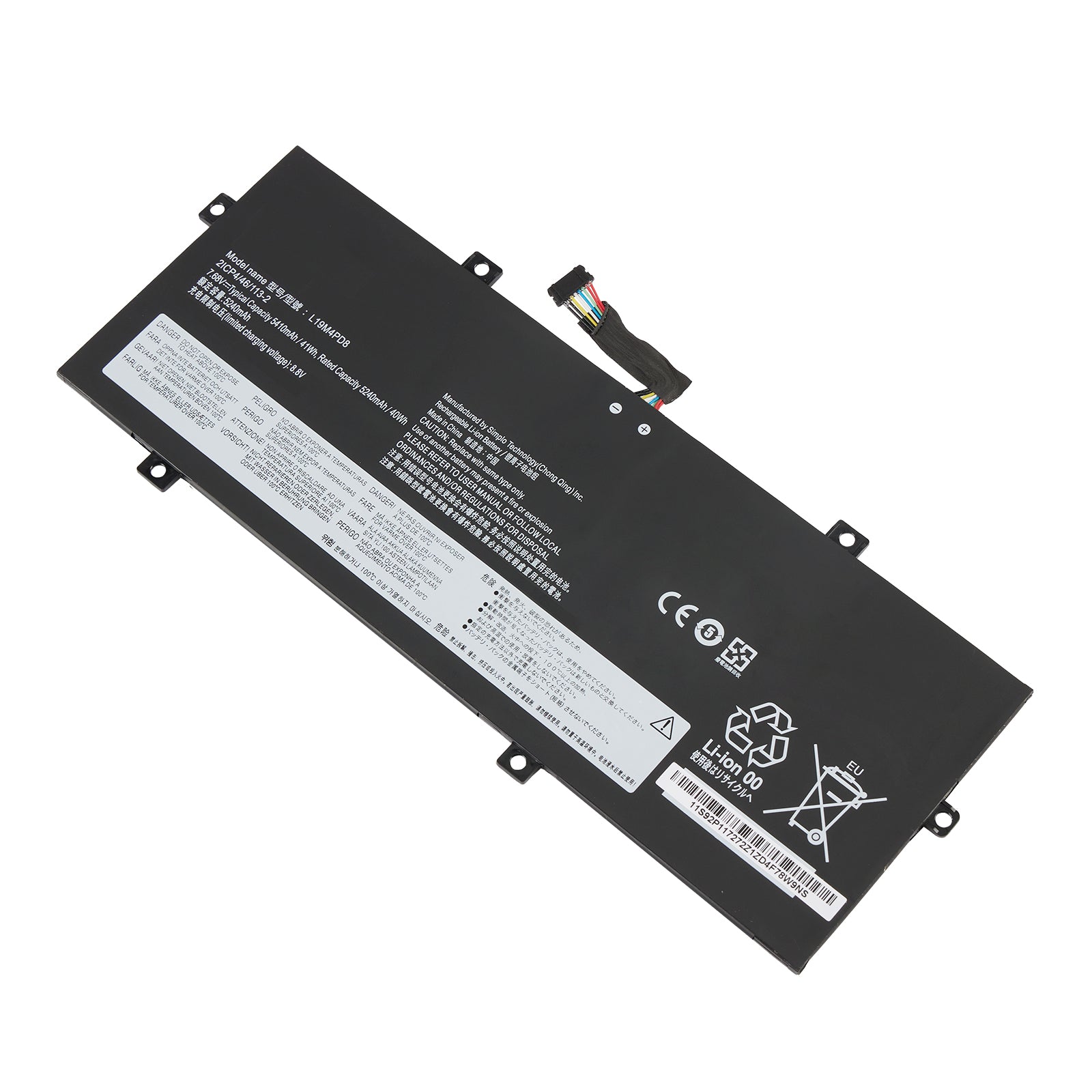 L19M4PD8 Laptop Battery For Lenovo Yoga Duet 7-13IML05 - Front View on White