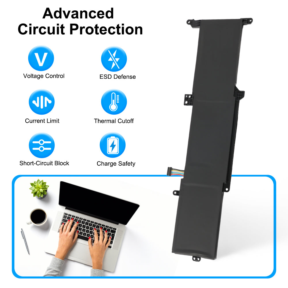 L19D3PF5 Laptop Battery for Lenovo IdeaPad, 11.34V 45Wh, showing the long black unit and white labels