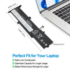 L19D3PF5 Laptop Battery for Lenovo IdeaPad, 11.34V 45Wh, showing the long black unit and white labels