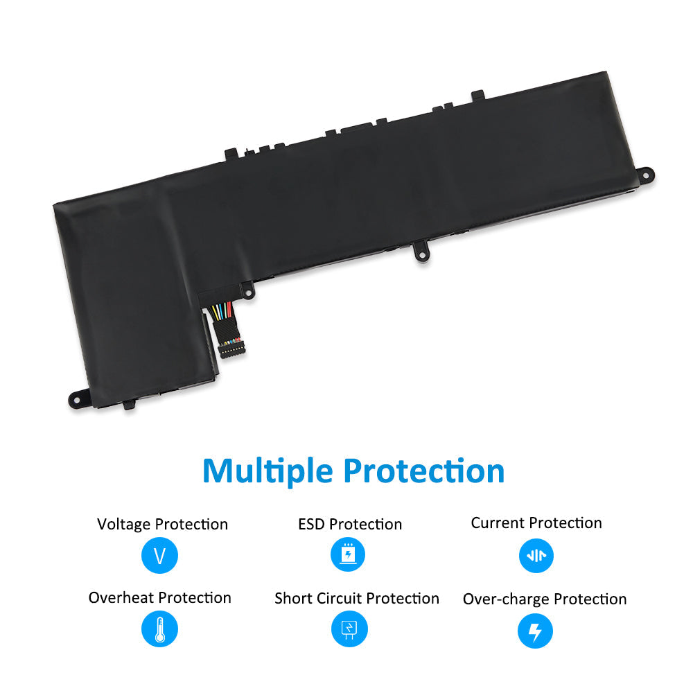 L19M3PD3 Replacement Laptop Battery for Lenovo, 11.52V 56Wh/4915mAh, rear view showing the smooth surface and structural desi