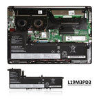 L19M3PD3 Replacement Laptop Battery for Lenovo, 11.52V 56Wh/4915mAh, rear view showing the smooth surface and structural desi