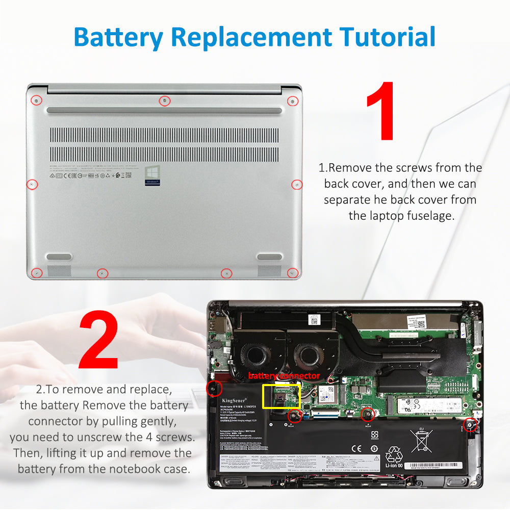 L19M3PD3 Replacement Laptop Battery for Lenovo, 11.52V 56Wh/4915mAh, side profile highlighting the slim form factor.