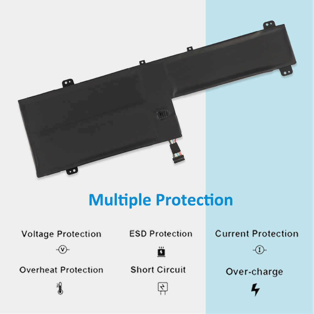 L19M3PD6 Laptop Battery for Lenovo IdeaPad, 11.52V 52.5Wh, showing internal unit and white text