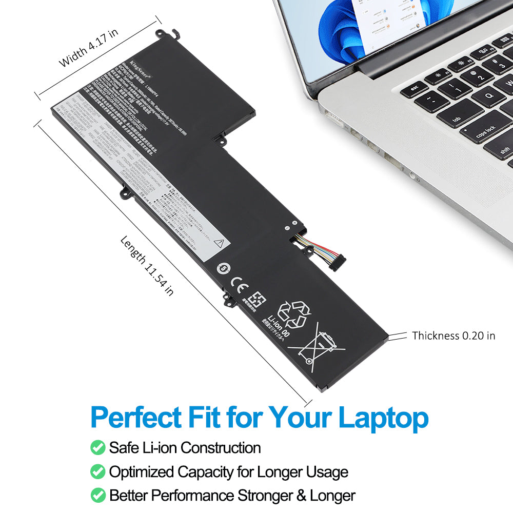 L19M4PF4 Replacement Laptop Battery for Lenovo, 15.36V, angled view of the internal rechargeable battery unit.