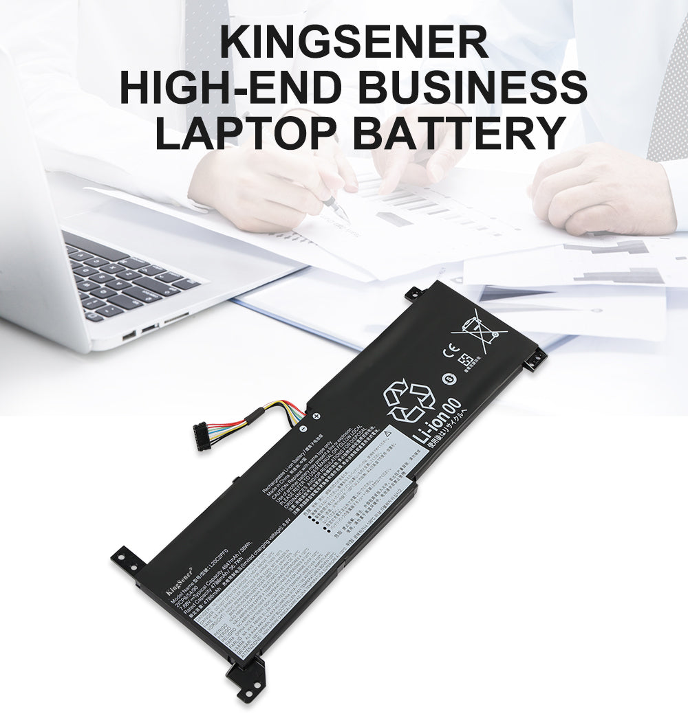 L20L2PF0 Replacement Laptop Battery for Lenovo, 7.68V, rear view showing the smooth surface and structural design.