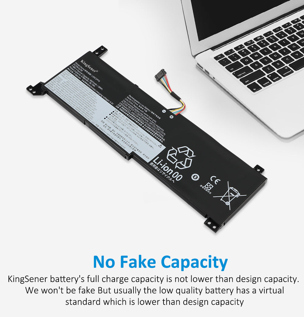 L20L2PF0 Replacement Laptop Battery for Lenovo, 7.68V, angled view of the internal rechargeable battery unit.