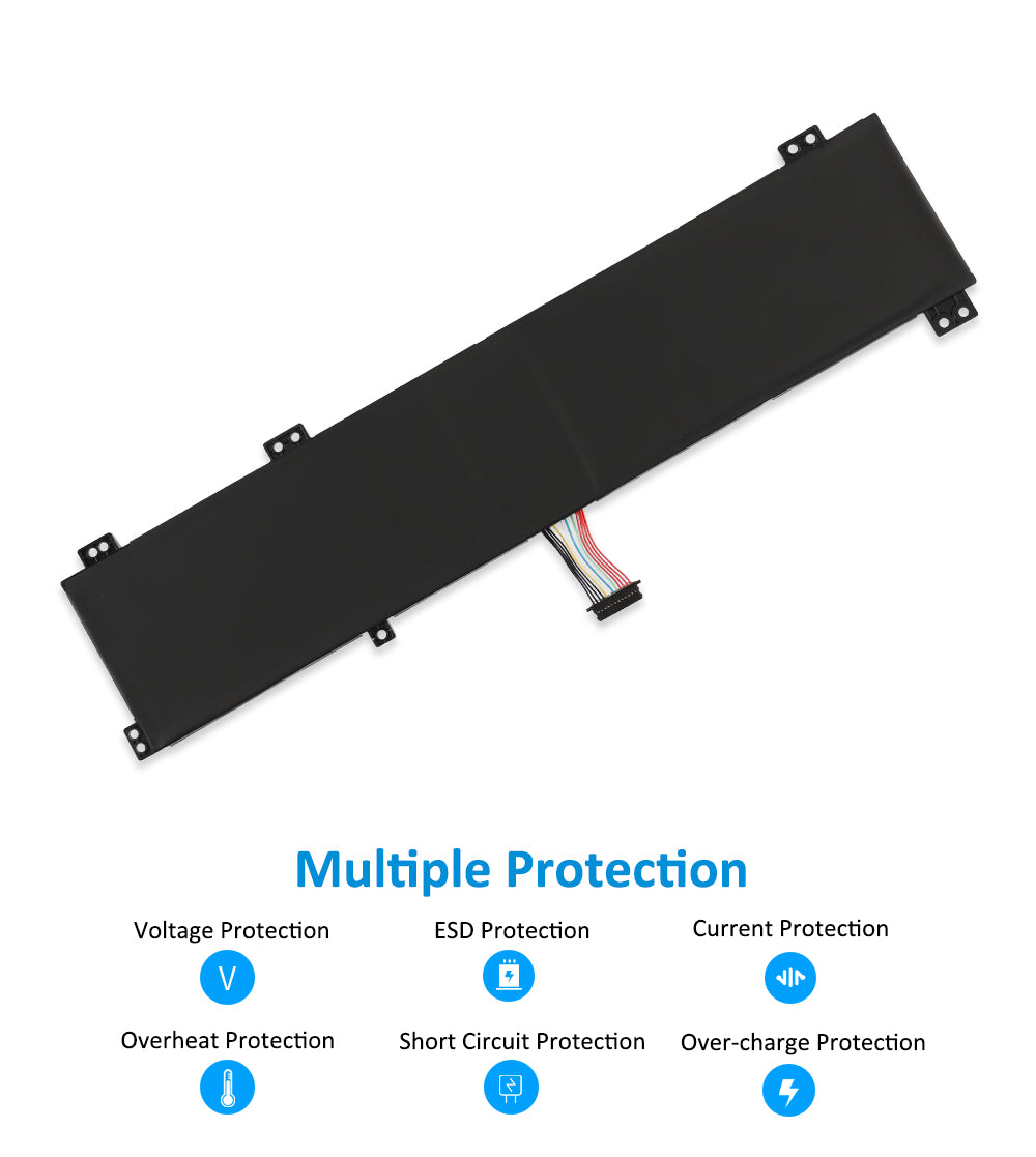 L20C4PC1 Replacement Laptop Battery for Lenovo, , rear view showing the smooth surface and structural design.