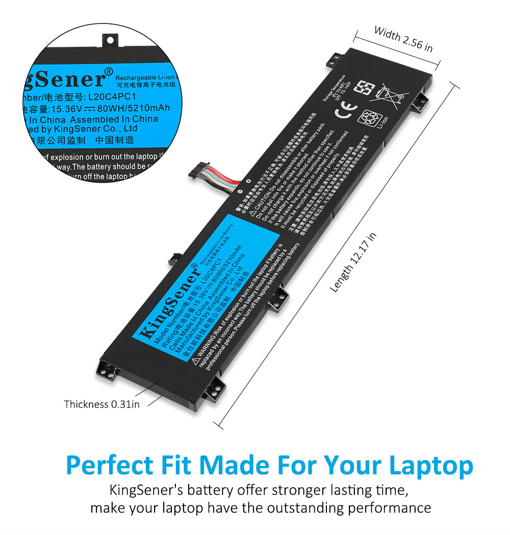 L20C4PC1 Replacement Laptop Battery for Lenovo, , angled view of the internal rechargeable battery unit.