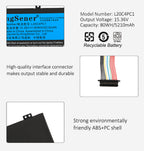 L20C4PC1 Replacement Laptop Battery for Lenovo, , top view of the battery showing screw holes and safety labels.