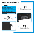 L20D4P71 Replacement Laptop Battery for Lenovo, 15.44V, top view of the battery showing screw holes and safety labels.